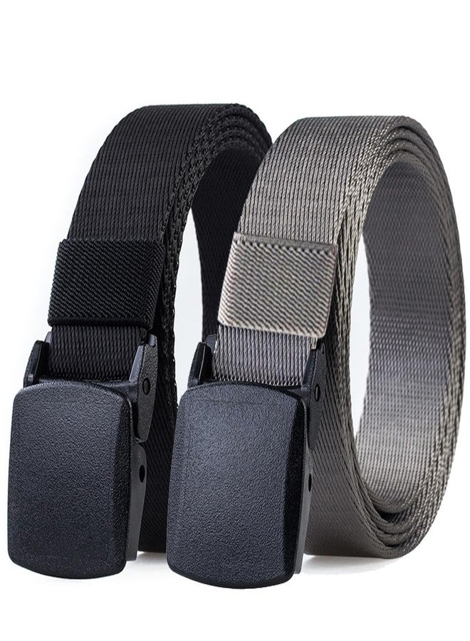 HOANAN 2 Pack 1 1/4" Men's Nylon Web Belt, Lightweight TSA-friendly Soft Webbing Narrow Work Belt - Image 1